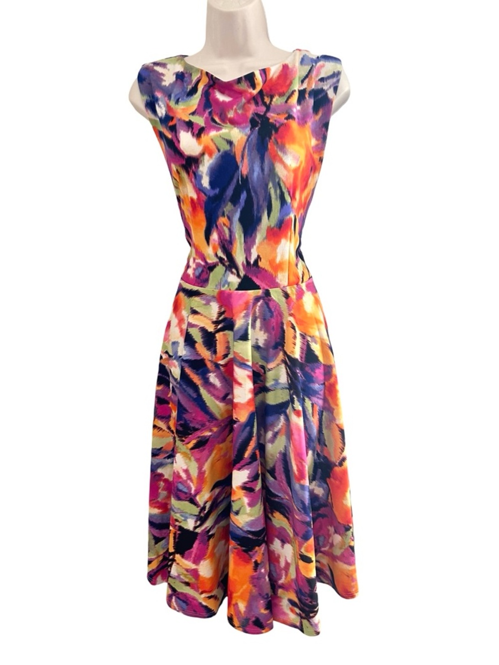 Marc Bouwer Fit and Flare Sleeveless Bright Floral Dress Size Medium